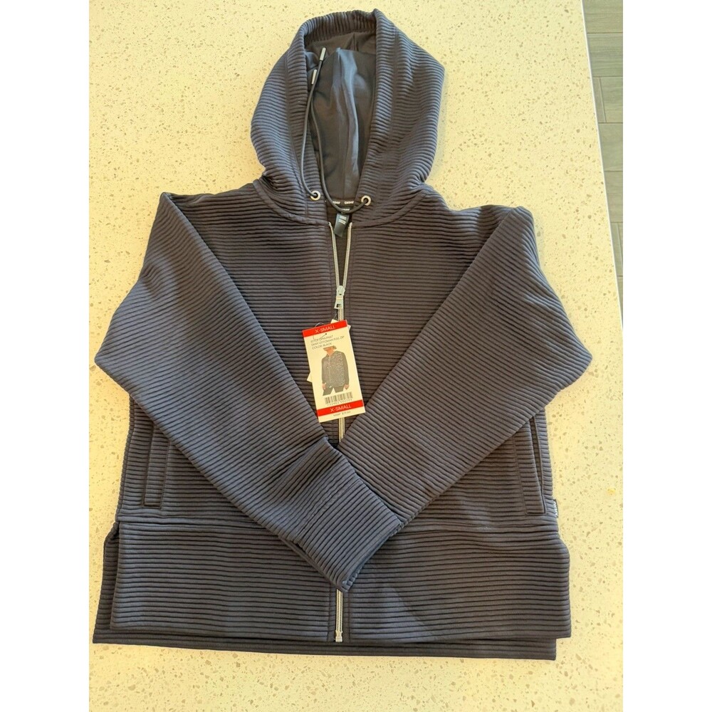 DKNY Ottoman Full Zip Hoodie Black XS Women Long Sleeve Pockets